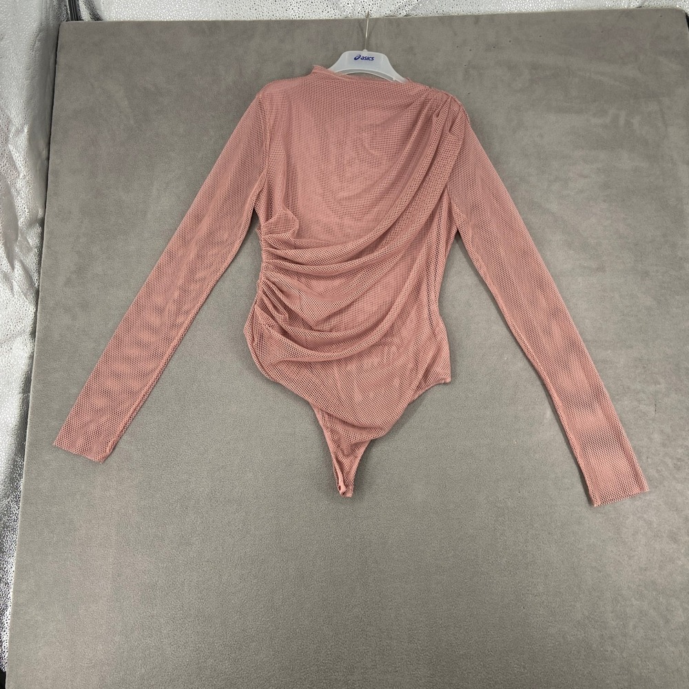 Intimately Free People Mesh Long Sleeve Ruched Bodysuit Pink XL OB1634764 - Picture 2 of 11